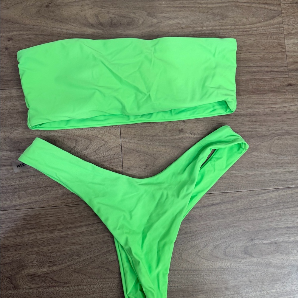 Neon Green Bandeau Bikini Set - Women's Swim